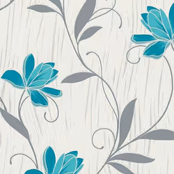 Lotus Wallpaper AS Creation Floral Textured Glitter Vinyl Grey Teal Blue White