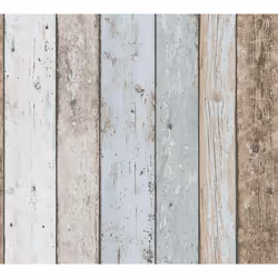 A.S Creation 3D Effect Wood Panel Plank Wallpaper Distressed Cream Blue Brown