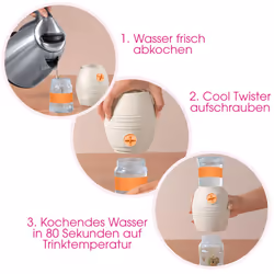 Cool Twister Bottle Water Cooler - Cools Boiling Water Exactly to 40, 50, 60 or 70, BPA-Free, from 0 Years