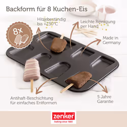 Zenker Ice Lolly Tray ""Special Creative"" for 8  Black  15.16 x 10.43 x 0.59""