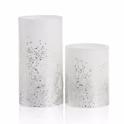 Pauleen Wax candle Glowing Glitter Candle 2-piece set battery white/glitter silver wax, Light decoration figure, Silver, Whit ...