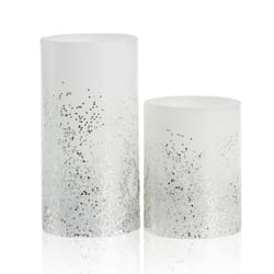Pauleen Wax candle Glowing Glitter Candle 2-piece set battery white/glitter silver wax