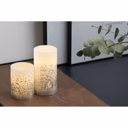 Pauleen Wax candle Glowing Glitter Candle 2-piece set battery white/glitter silver wax