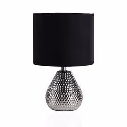 Pauleen Table luminaire Sip of Silver max. 20W E14 black/silver 230V fabric/ceramic, Black, Silver, Ceramic, Cotton, Polyeste ...