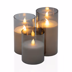 Pauleen Classy Smokey Candle wax candle 3-piece set battery grey/white glass/wax
