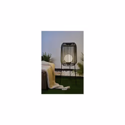 Pauleen 48178 Sunshine Coziness Floor Lamp for Balcony or Garden Black Outdoor Lighting Plastic Rattan Metal Solar 3000K, Polyrattan