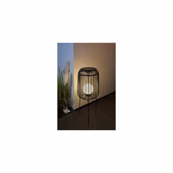Pauleen 48178 Sunshine Coziness Floor Lamp for Balcony or Garden Black Outdoor Lighting Plastic Rattan Metal Solar 3000K, Polyrattan