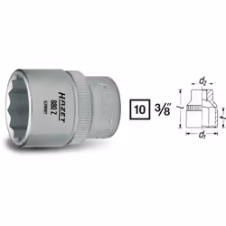 HAZET 880Z-15, 1 pc(s), 76.2 / 8 mm (3 / 8"), Chromium-vanadium steel, 29.5 mm, 34 g