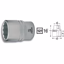 HAZET 900Z-28, 1 pc(s), 25.4 / 2 mm (1 / 2"), Chromium-vanadium steel, 47 mm, 141 g