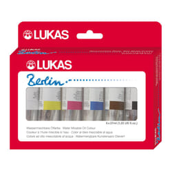 Lukas Berlin Pro Artists Water Mixable Oil Paint Set of 6 (37mL) Starter Set of 6-37 ml Tubes  Water Soluble  Lightfast Pigments  Quick Drying  Easy C
