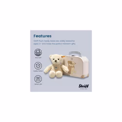 114038 Mila Teddy bear 21 vanilla in suitcase