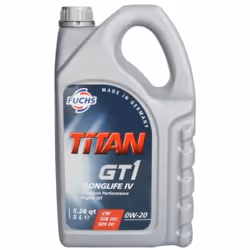 Engine oil; FUCHS; TITAN GT1 Longlife IV; 0W-20 5; for AUDI, VOLKSWAGEN, SKODA, SEAT, HYUNDAI