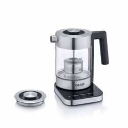Graef WK350, 1 L, 2000 W, Black, Stainless steel, Transparent, Glass, Water level indicator, Overheat protection