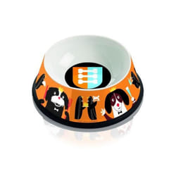 ) Ceramic Cat Dog Pet Animal Feeding Bowl Dish Milk Water Liquid Puppy Kitten Gift - Orange (For Dog