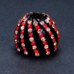 Nest Horse Tail Head Clip Folder Hairpin Sweet Girl Ball Head Hair Accessories Clip Sweet Hair Claw - red