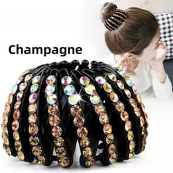 Nest Horse Tail Head Clip Folder Hairpin Sweet Girl Ball Head Hair Accessories Clip Sweet Hair Claw - champagne