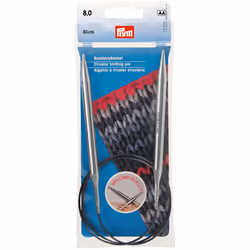 Prym 32"" Circular Brass 8mm Knitting Needles Silver