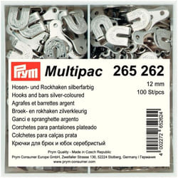 Prym Hook & Bar Fasteners  Silver - per pack of 100