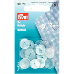 Prym Boil Resistant Overall Buttons  Clear - per pack of 24