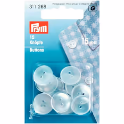 Prym Boil Resistant Overall Buttons Clear - per pack of 15