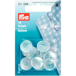 Prym Boil Resistant Overall Buttons  Clear - per pack of 15