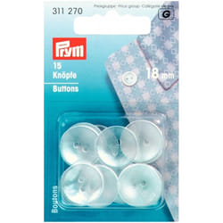 Prym Boil Resistant Overall Buttons  Clear - per pack of 15