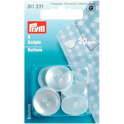 Prym Boil Resistant Overall Buttons  Clear - per pack of 9