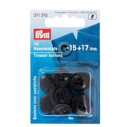 Prym Round Trouser Buttons  Black - per pack of 10
