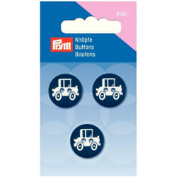 Prym Car Round Buttons  Blue - per pack of 3