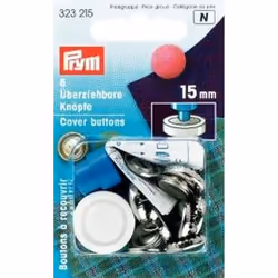 Prym Cover Buttons Brass Silver col 23 mm
