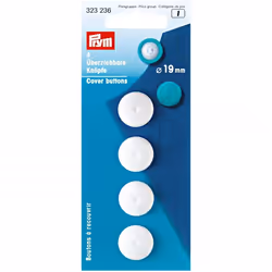 Prym Plastic Cover Buttons White - per pack of 4