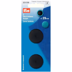 Prym Plastic Cover Buttons Black - per pack of 50
