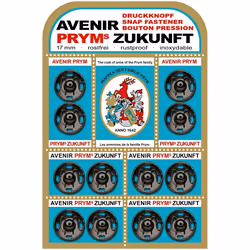 Prym Sew On Metal Snap Fasteners  Black - per pack of 12