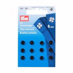 Prym Sew On Metal Snap Fasteners Black - per pack of 12