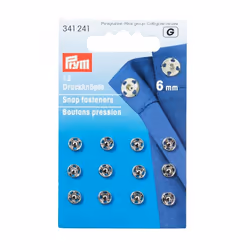 Prym Sew On Metal Snap Fasteners Silver - per pack of 12
