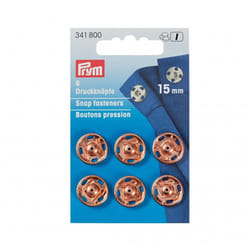 Prym Sew On Metal Snap Fasteners  Rose Gold - per pack of 6