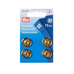 Prym Sew On Metal Snap Fasteners Gold - per pack of 4