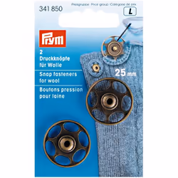 Prym Sew On Metal Snap Fasteners Antique Brass - per pack of 2