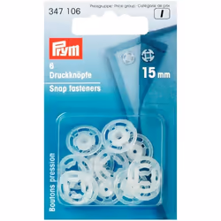Prym Sew On Plastic Snap Fasteners  Transparent - per pack of 6