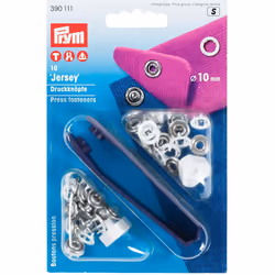 Prym Non-sew Press Fasteners Jersey Brass pronged Ring White 10 mm
