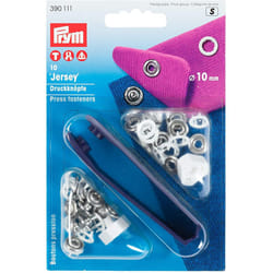 Prym Non-sew Press Fasteners Jersey Brass pronged Ring White 10 mm