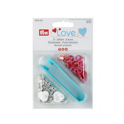Prym Love Metal Ring Snaps Press Fasteners  Red/Pink/Orange - per pack of 21