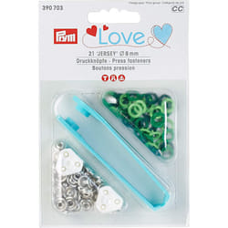 Prym Love Press Fasteners Jersey Brass 8 mm, Metal, Green, 14 x 9.3 x 2.5 cm