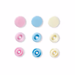 Prym 393007, Rivet snap fastener, Plastic, Polyoxymethylene (POM), Light Blue, Pearl, Rose, Matte, Round, 1.24 cm