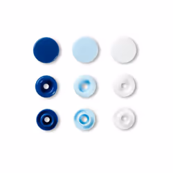 Prym 393009, Rivet snap fastener, Plastic, Polyoxymethylene (POM), Blue, Light Blue, White, Matte, Round, 1.24 cm