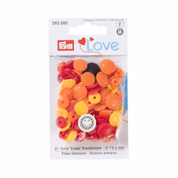 Prym Love Flower Snaps Press Fasteners Yellow Red Orange - per pack of 30