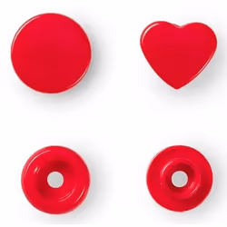 Prym 393338, Rivet snap fastener, Polyoxymethylene (POM), Red, Matte, Heart (shape), 1.24 cm
