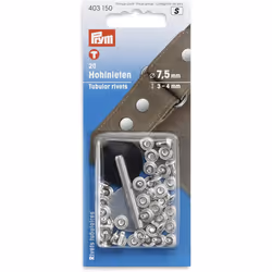Prym Tubular Rivets 3-4 mm Thickness brass silver col
