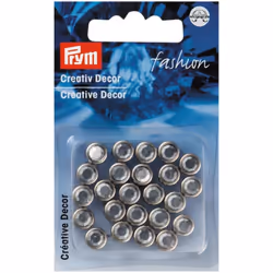 Prym Round Diamante Studs Silver - per pack of 24