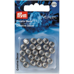 Prym Round Diamante Studs  Silver  - per pack of 24